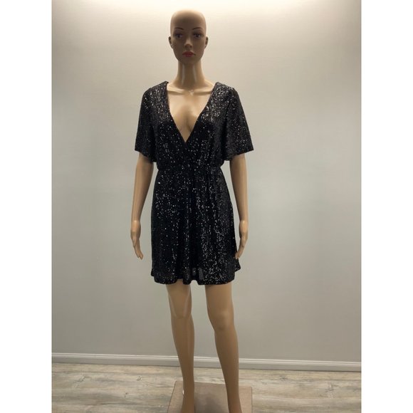 ALTARD’S STATE BLACK  SEQUIN MINI DRESS - Picture 2 of 9